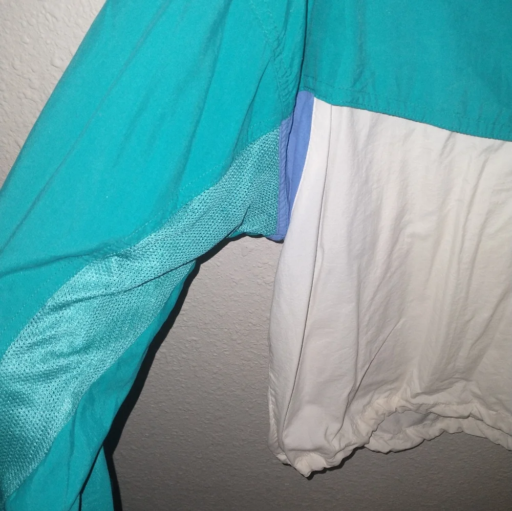 Vintage Solumbra 90"s 'Teal and White Half-Zip Pullover Windbreaker M - Picture 4 of 5